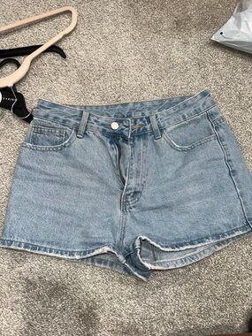 SHEIN Light Blue High-Waist Denim Shorts
